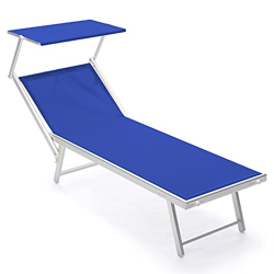 Marvin Lettino Mare Beach In Alluminio Prendisole Reclinabile Giardino Piscina Spiaggia Terrazzo Esterno Portatile Pieghevole Tettuccio Regolabile (Bl características