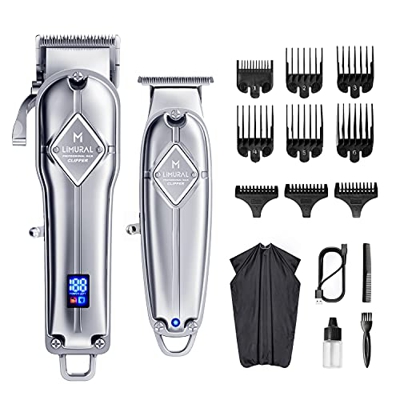 Limural Tagliacapelli Uomo Tagliacapelli Professionale Macchinetta per capelli e Trimmer Regolabarba uomo 300Min Super Batteria 9 Pettini per Diverse 
