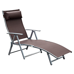 Outsunny Sdraio da Giardino Pieghevole con Cuscino, Schienale con 7 Reclinazioni, 137x63.5x100.5cm, Marrone características