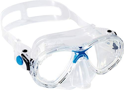 Cressi Marea Jr, Maschera Subacquea a Due Vetri Separati Unisex Bambini, Trasparente/Blu, Taglia Unica