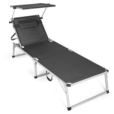 Park Alley PA-5289 Lettini da Giardino, Allluminio, Grigio, 187,5 x 58,5 x 33 cm