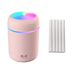 Umidificatore a nebbia fredda 300 ml a ultrasuoni silenzioso USB da scrivania umidificatore mini aria con 7 colori di luce per camera da letto, stanza en oferta