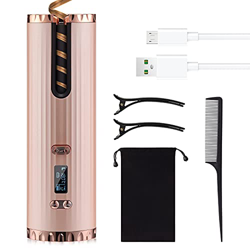 Wirhaut Ferro Arricciacapelli Automatico con 6 Temperature e Display LCD, Ferro Arricciacapelli Wireless con Ricarica USB, Portatile per Viaggi in Tut precio