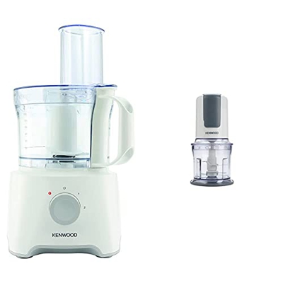 Kenwood Fdp300Wh Multipro Compact Robot Da Cucina, 800 W, 2.1 Litri & Ch580 Tritatutto Universale Elettrico, Sistema Mixer A 4 Lame E Accessorio Maion
