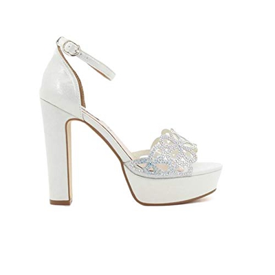 QUEEN HELENA ZM6013 Sandali Eleganti con Tacco Donna Argento 38 EU
