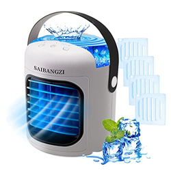 Condizionatore Mini Portatile, 3-in-1 Raffrescatore Ventilatore Umidificatore Depuratore, Raffreddatore D'aria, con 3 Velocità, 4 Vassoio per Cubetti  precio