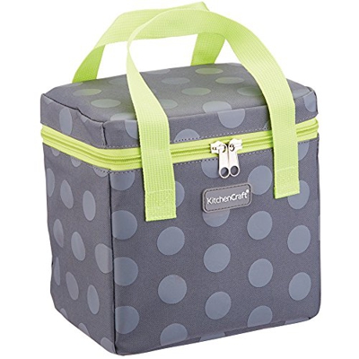 Kitchen Craft Small Lunch-Borsa Termica per Il Pranzo, 4,9 l, Colore: Grigio/Lime, Tessuto, Multicolore, 14 x 20 x 20 cm