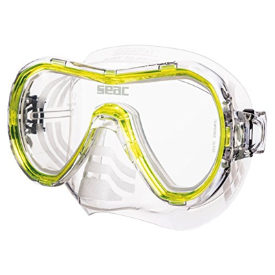 SEAC Giglio, Maschera Snorkeling e Immersione Subacquea Adulto Monolente, Taglia Regolare, Trasparente/Giallo