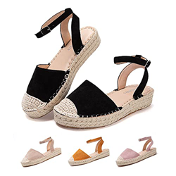 Sandali Donna Zeppa Estivi Espadrillas Platform Scarpe Plateau Tacco Basso Chiuse Eleganti Comode 3 Nero 37 EU en oferta