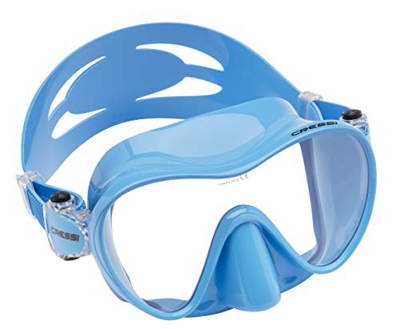 Cressi F1 Small Mask, Maschera Subacquea Monovetro Temperato del Tipo Frameless, Dimensioni ridotte Unisex – Bambino, Blu, S