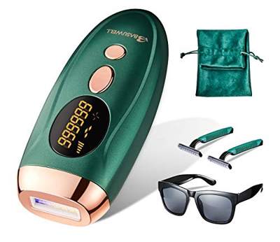 IPL Dispositivo di depilazione per il corpo e il viso, depilazione permanente con schermo LCD, per l’uso a casa per donne e uomini, 999,999 flash, ada