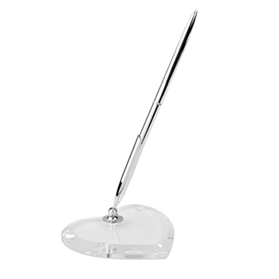 WINOMO Matrimonio ricevimento ospiti penna con acrilico Base Stand Cuore Shape(Silver)
