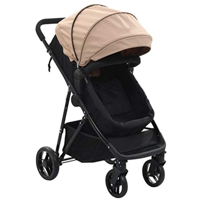 vidaXL Passeggino/Carrozzina 2-in-1 Leggero Regolabile Bloccabile Trasportino Bambini Neonati Grigio Talpa e Nero in Acciaio e Tessuto Oxford