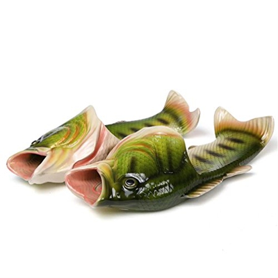 Uniqstore Sandali Tricky a forma di pesce creativo, stile pesce, da spiaggia, da uomo, verde, 46/47 EU