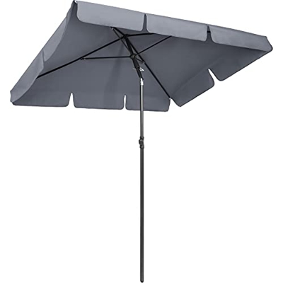 Seedforce Ombrellone da Giardino, 200 x 125cm Ombrellone Rettangolare UV UPF 50+, Ombrellone da Balcone Impermeabile con Meccanismo di Inclinazione, G