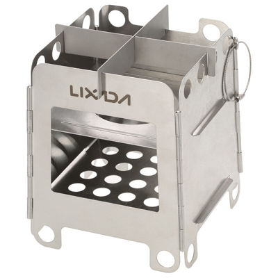 Lixada portatile in acciaio inox leggero pieghevole stufa a legna tasca stufa campeggio all'aperto zaino in spalla cucinare picnic