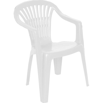 Dmora Sedia monoblocco impilabile da esterno, schienale basso, 54 x 53 x 80 cm, Made in Italy, color bianco