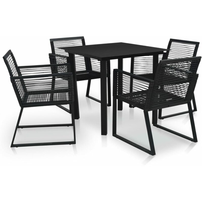 YOUTHUP Set da Pranzo da Giardino 5 pz in Rattan PVC Nero - Nero
