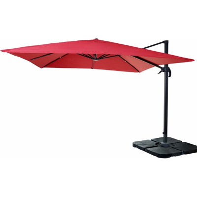 Ombrellone parasole HWC-A96 3x3m rosso girevole con base
