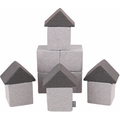 KiddyMoon Blocchi Morbidi Colorati 12 Pezzi Per Bambini 14Cm, Mix:Grigio Chiaro/Grigio Scuro - mix:grigio chiaro/grigio scuro