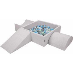 KiddyMoon Area Di Gioco In Schiuma Per Bambini Con Palline Colorate, Grigioch:Perla/Grigio/Trasparente/Azzurro/Menta en oferta