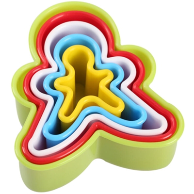 Stampo per biscotti con set di cinque/sei pezzi a forma di cartone animato di plastica alimentare multicolore,Tipo,5 pezzi Ginger Man - Tipo,5 pezzi