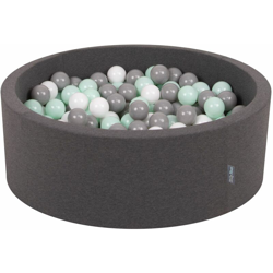 90X30cm/200 Palline ? 7CM Piscina Di Palline Colorate Per Bambini Tondo Fabbricato In EU, Grigio Sc:Bianco/Grigio/Menta - grigio características