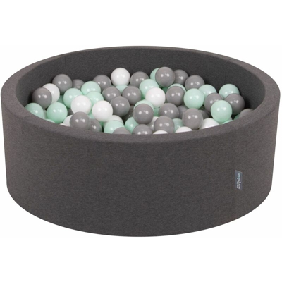 90X30cm/200 Palline ? 7CM Piscina Di Palline Colorate Per Bambini Tondo Fabbricato In EU, Grigio Sc:Bianco/Grigio/Menta - grigio