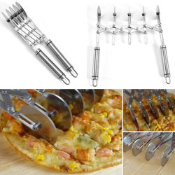 Tagliapizza 5 ruote Divisore regolabile Pasta per pizza Impasto per pane Torte Taglierina rotonda Utensili da cucina con rullo in acciaio inossidabile en oferta