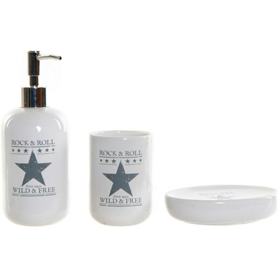 Set da Bagno DKD Home Decor Bianco Grigio ABS Mat Dolomite (3 pcs)