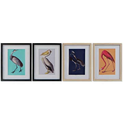 Quadro Uccelli (4 pcs) (35 x 2 x 45 cm) - Dkd Home Decor