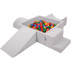 KiddyMoon Area Di Gioco In Schiuma Per Bambini Con Palline Colorate, Grigioch:Giallo/Verde/Blu/Rosso/Arancio - grigioCh:giallo/verde/blu/rosso/arancio precio