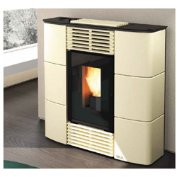 Stufa a pellet canalizzabile Anselmo Cola Sprint Maiolica colore avorio 12,4 kW precio