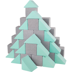 KiddyMoon Blocchi Morbidi Colorati 48 Pezzi Per Bambini 14Cm, Mix:Grigio Chiaro/Menta - mix:grigio chiaro/menta precio