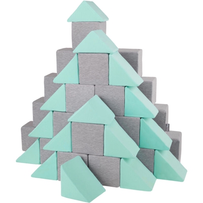 KiddyMoon Blocchi Morbidi Colorati 48 Pezzi Per Bambini 14Cm, Mix:Grigio Chiaro/Menta - mix:grigio chiaro/menta
