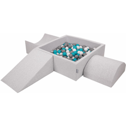 KiddyMoon Area Di Gioco In Schiuma Per Bambini Con Palline Colorate, Grigioch:Grigio/Bianco/Turchese - grigioCh:grigio/bianco/turchese precio
