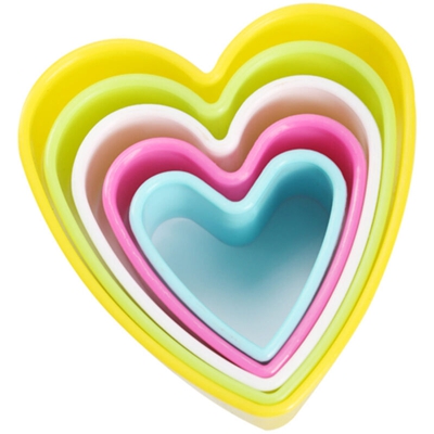 Stampo per biscotti con set di cinque/sei pezzi a forma di cartone animato di plastica alimentare multicolore,Tipo,5 pezzi Cuore amoroso - Tipo,5