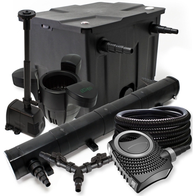 Wiltec - Set per il filtro 12000l 72W Depuratore per stagni NEO8000 70W Pompa 25m Tubo Skimmer SK30 Fontana