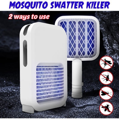Drillpro - 2in1 Mosquito Swatter Killer Racchetta elettrica domestica per insetti e insetti Zapper portatile