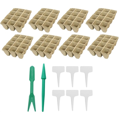 Kit di vasi di torba Kit di vassoi per avviamento di semi Vassoi per piantine di germinazione biodegradabili biologici ecologici con attrezzi da