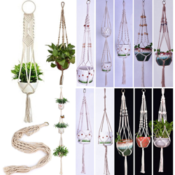 Hand Made Macrame gancio della pianta Hanging Planter Wall Art Home Decor coperta corda di cotone Outdoor tessuto Hanger,Tipo,1-11 - Tipo,1-11 características
