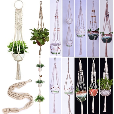 Hand Made Macrame gancio della pianta Hanging Planter Wall Art Home Decor coperta corda di cotone Outdoor tessuto Hanger,Tipo,1-11 - Tipo,1-11