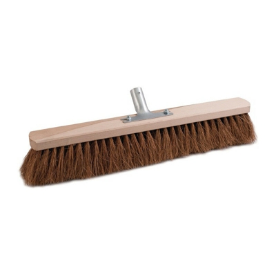 Scopa in cocco L.500mm con supporto manico in metallo piatto legno SOREX