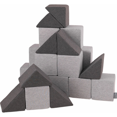KiddyMoon Blocchi Morbidi Colorati 24 Pezzi Per Bambini 14Cm, Mix:Grigio Chiaro/Grigio Scuro - mix:grigio chiaro/grigio scuro