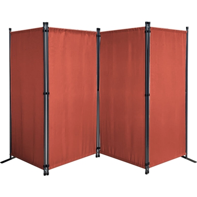 Paravento da Giardino 220 x 165 cm 4 parti pieghevole Divisorio in Tessuto Protezione della Privacy Rosso-Arancio