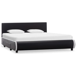 Giroletto Con Cassetti Nero In Similpelle 140x200 Cm precio