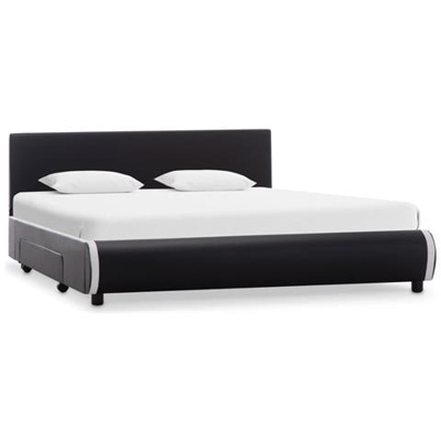 Giroletto Con Cassetti Nero In Similpelle 140x200 Cm