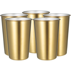 Confezione da 5 pezzi da 500 ml in acciaio inossidabile color oro, tazza da caffe per feste, bicchieri in metallo colorato, tazze a bocca larga, precio