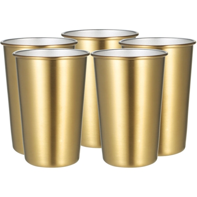 Confezione da 5 pezzi da 500 ml in acciaio inossidabile color oro, tazza da caffe per feste, bicchieri in metallo colorato, tazze a bocca larga,