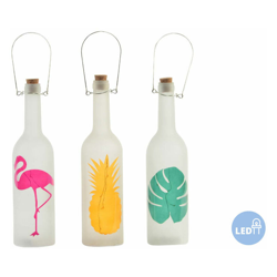 Bottiglia LED Vetro Tropicale (3 pcs) (7.5 x 7.5 x 29 cm) - Dkd Home Decor en oferta